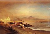 Oswald Achenbach Canvas Paintings - The Bay of Naples